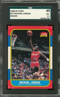 1986/87 Fleer #57 Michael Jordan Rookie Card – SGC 45 VG+ 3.5